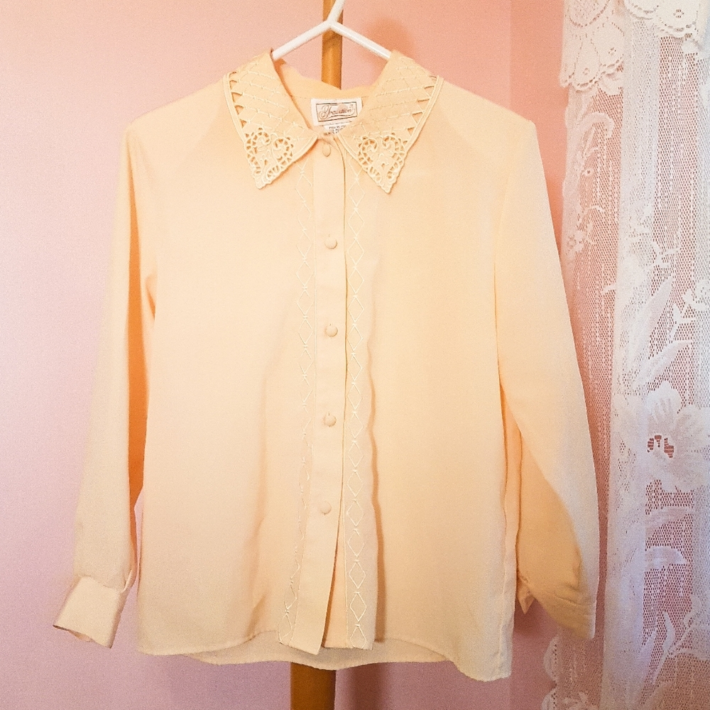 Vintage 80's buttercup yellow blouse